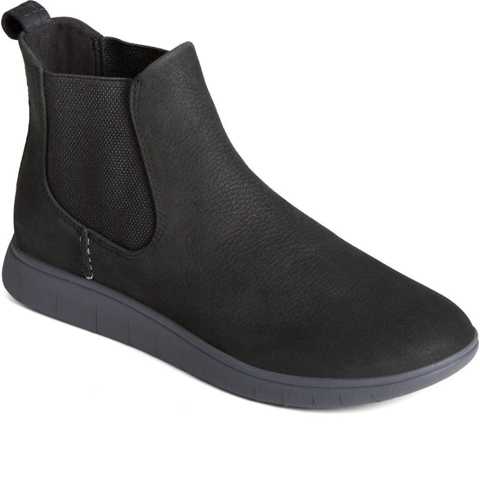 Women\s Coastal Plushwave Chelsea Ankle Boots Black Sperry