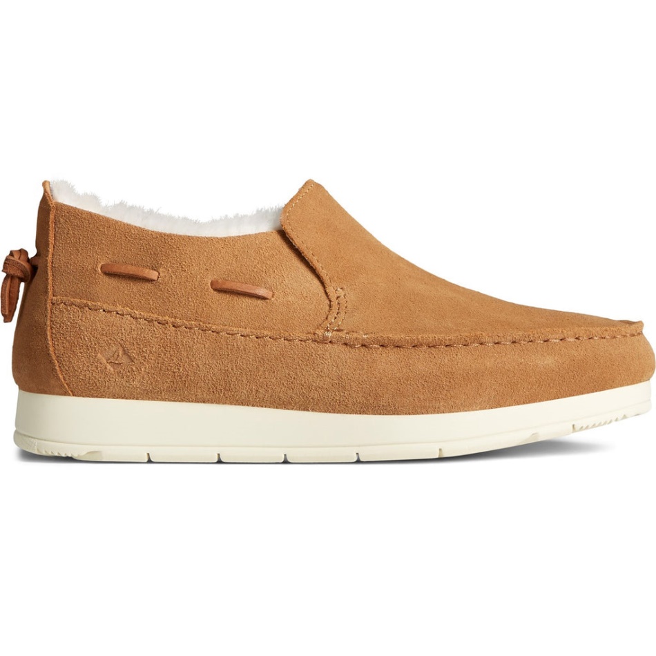 Womens Moc-Sider Basic Core Slip On Shoe Tan Sperry