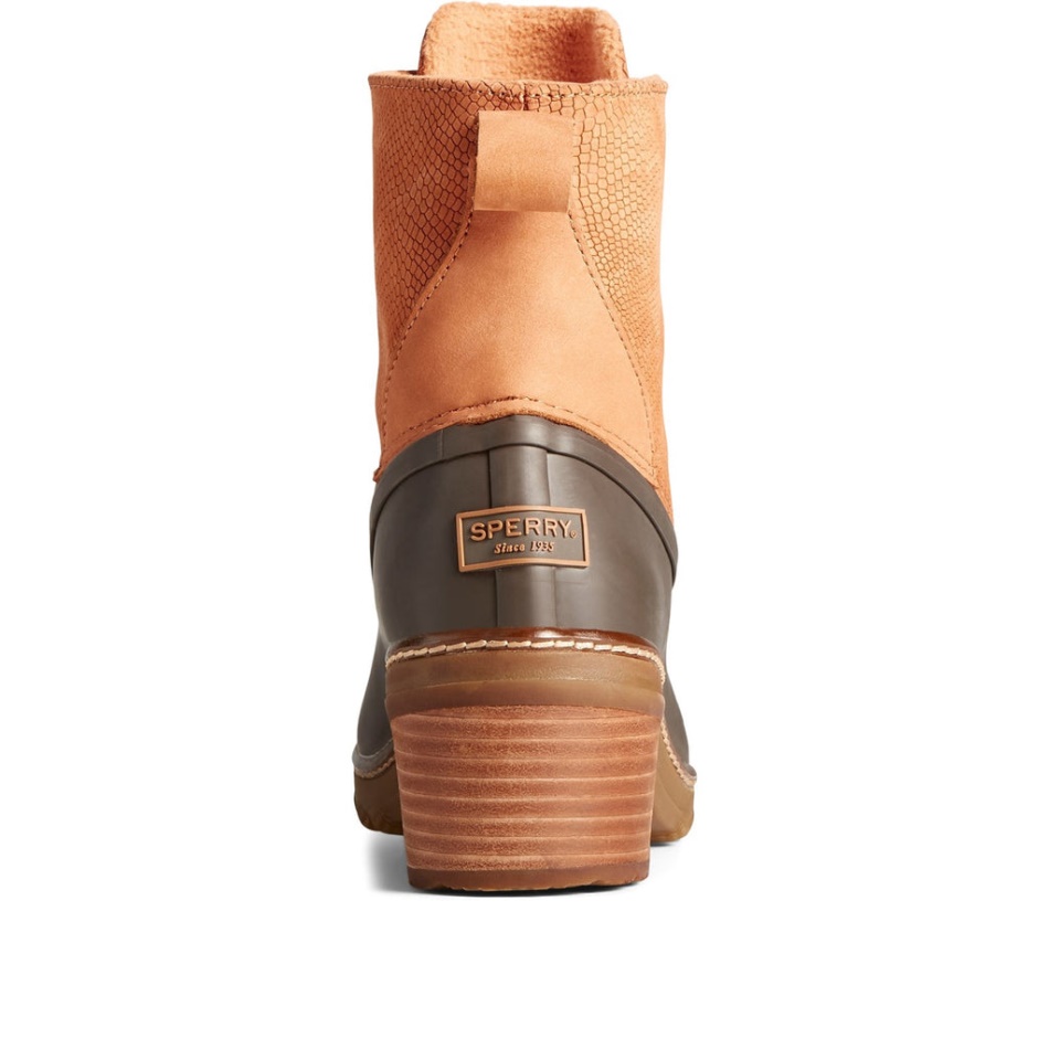 Women\s Saltwater Heel Snake Ankle Boot Brown Sperry