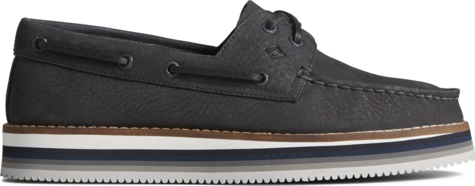 Authentic Original Stacked Boat Shoe Black Sperry