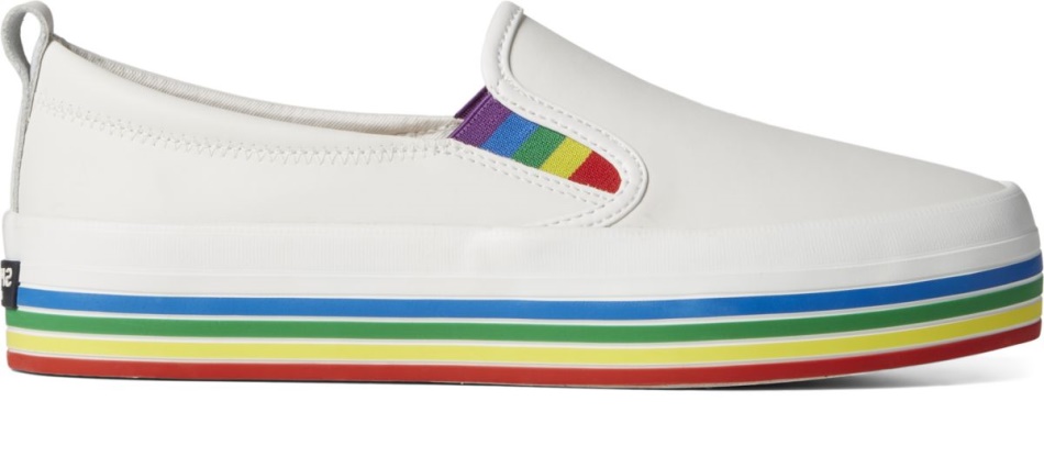 Crest Twin Gore Platform Pride Slip On Sneaker Sperry White