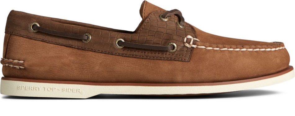 Gold Cup Authentic Original 2-Eye Croc Embossed Boat Shoe Tan Multi Sperry