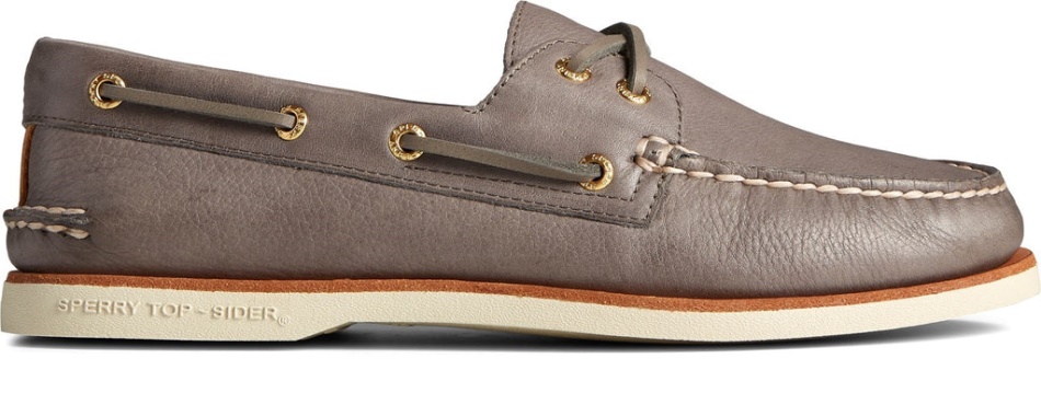 Male Gold A/O 2-Eye Boat Shoe Lace Shoes Charcoal Sperry