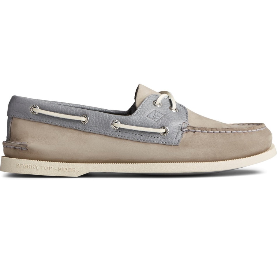 Men's A/O 2-Eye Tumbled/Nubuck Lace Shoes Sperry Grey