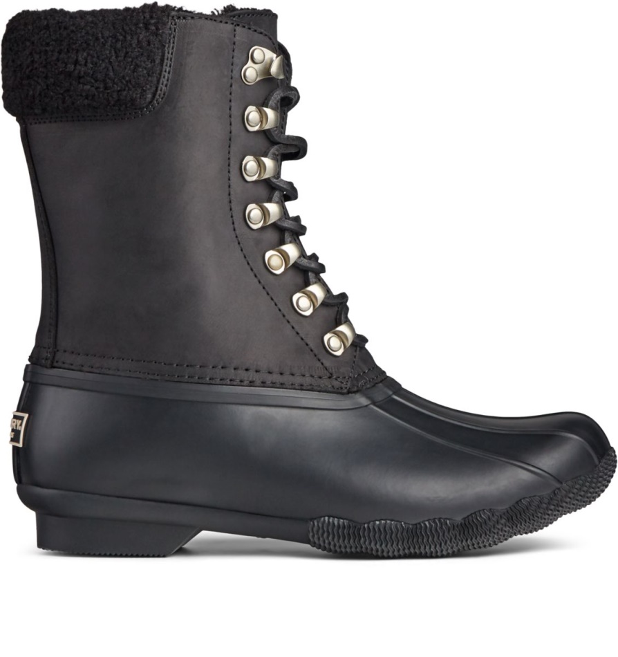 Saltwater Tall Cozy Leather Duck Boot Sperry Black