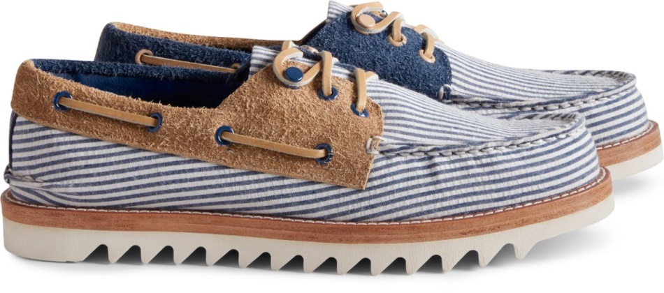 Sperry Cloud Authentic Original Seersucker 3-Eye Boat Shoe Navy