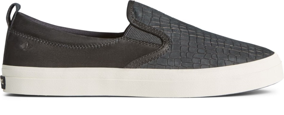 Sperry Crest Twin Gore PLUSHWAVE Snake Leather Slip On Sneaker Black