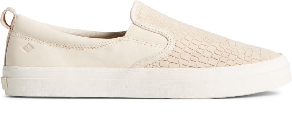 Sperry Crest Twin Gore PLUSHWAVE Snake Leather Slip On Sneaker Ivory