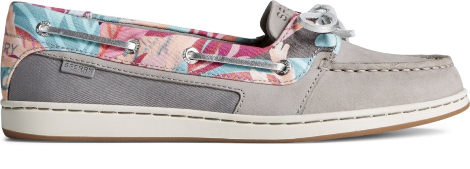 Starfish Coral Floral Boat Shoe Sperry Grey Multi